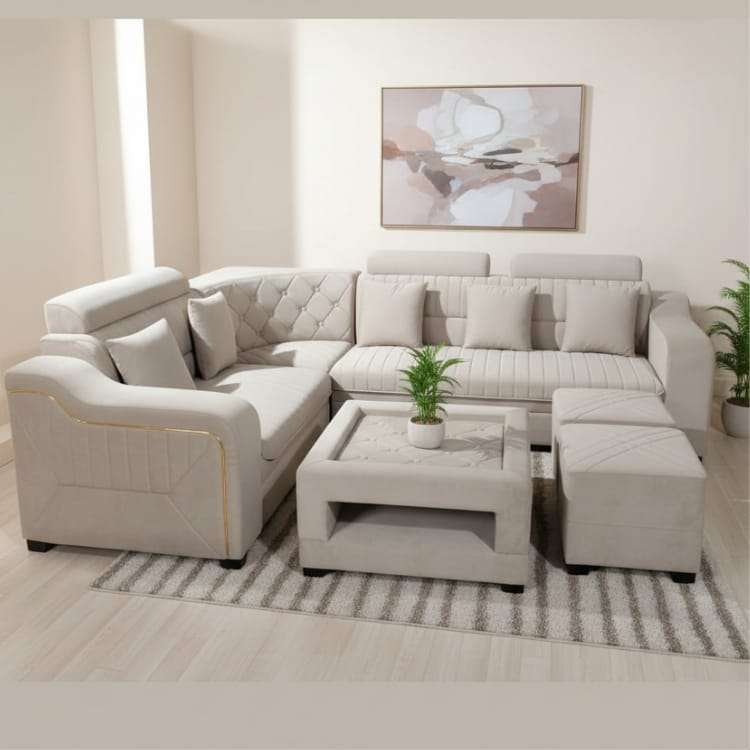 Premium White Sectional Sofa Set